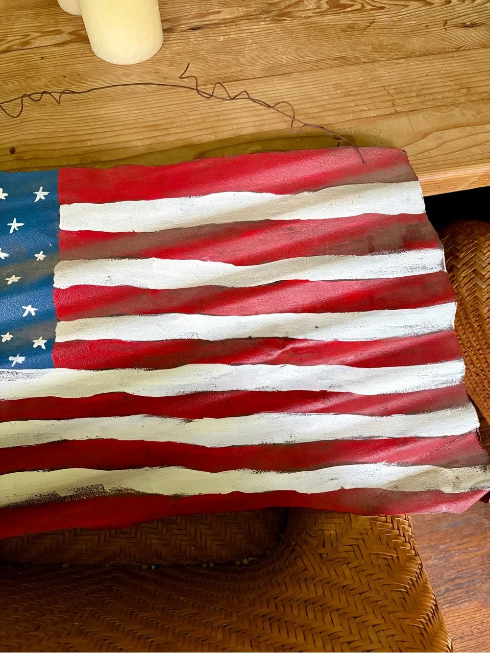 Vintage Corrugated Metal Wall Art - USA Flag Rustic Panel